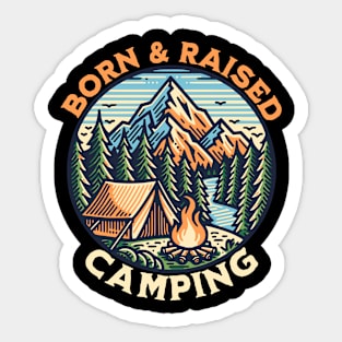 Born & Raised Camping Sticker